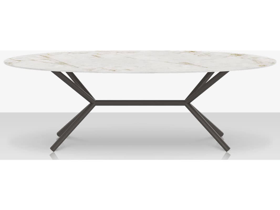 Decoscape Oliver Aluminum Oval Porcelain Rimless Top Dining Table