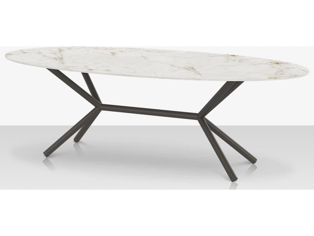 Decoscape Oliver Aluminum Oval Porcelain Rimless Top Dining Table