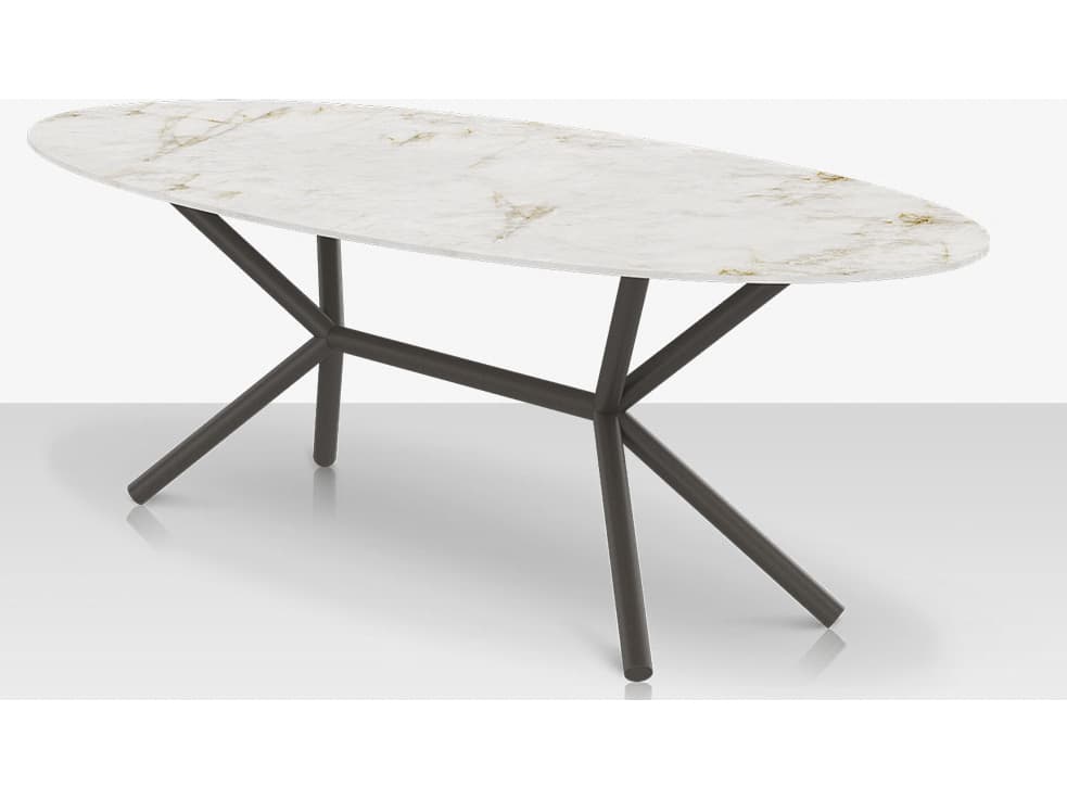 Decoscape Oliver Aluminum Oval Porcelain Rimless Top Dining Table