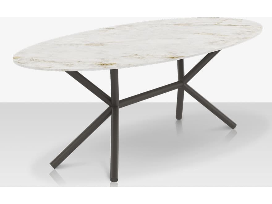 Decoscape Oliver Aluminum Oval Porcelain Rimless Top Dining Table