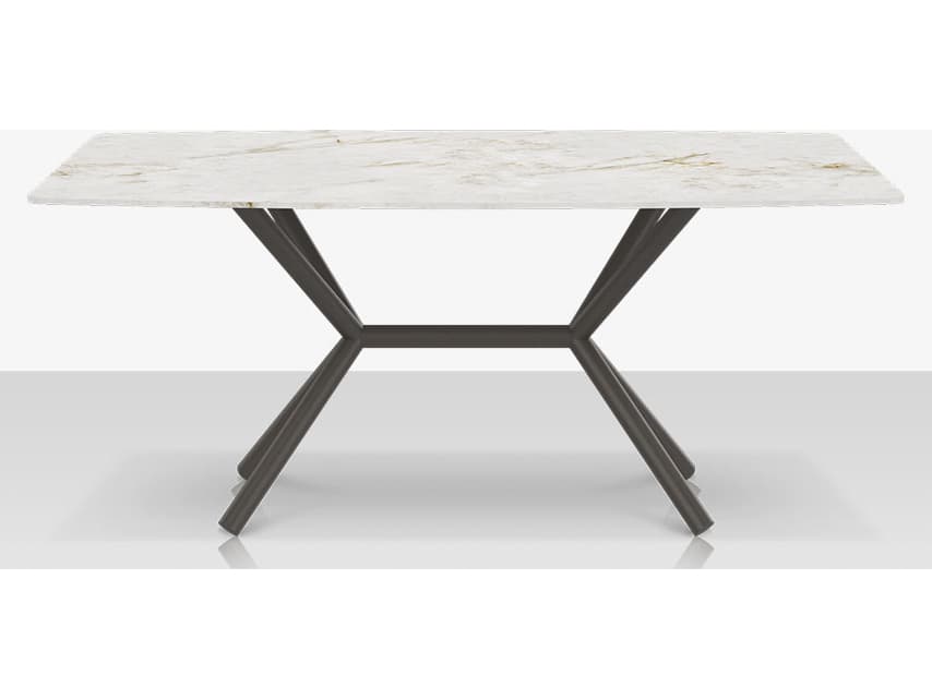 Decoscape Oliver Aluminum Rectangular Porcelain Rimless Porcelain Top Small Dining Table