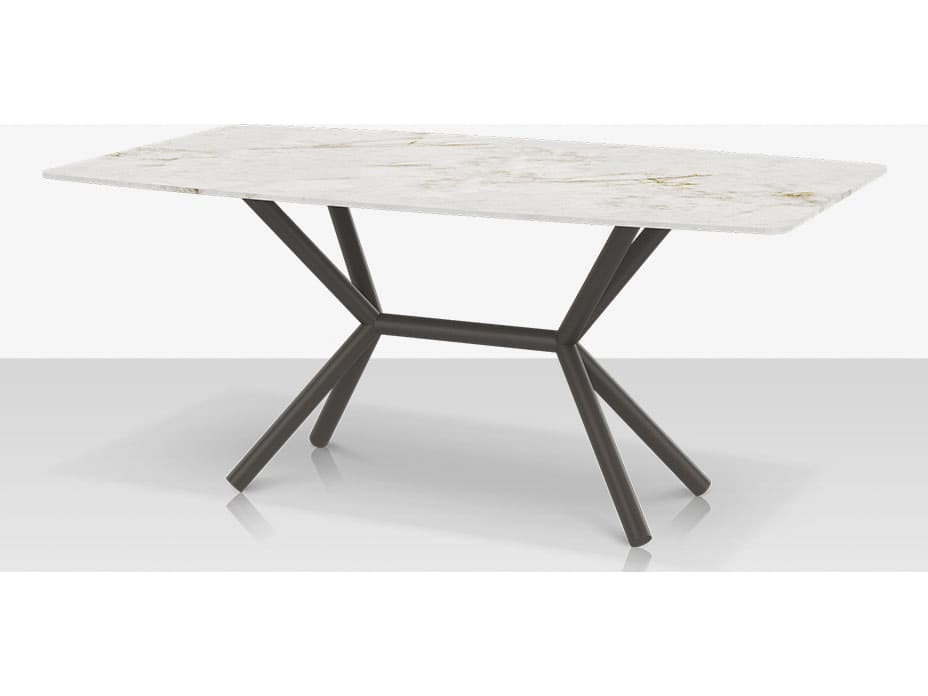 Decoscape Oliver Aluminum Rectangular Porcelain Rimless Porcelain Top Small Dining Table
