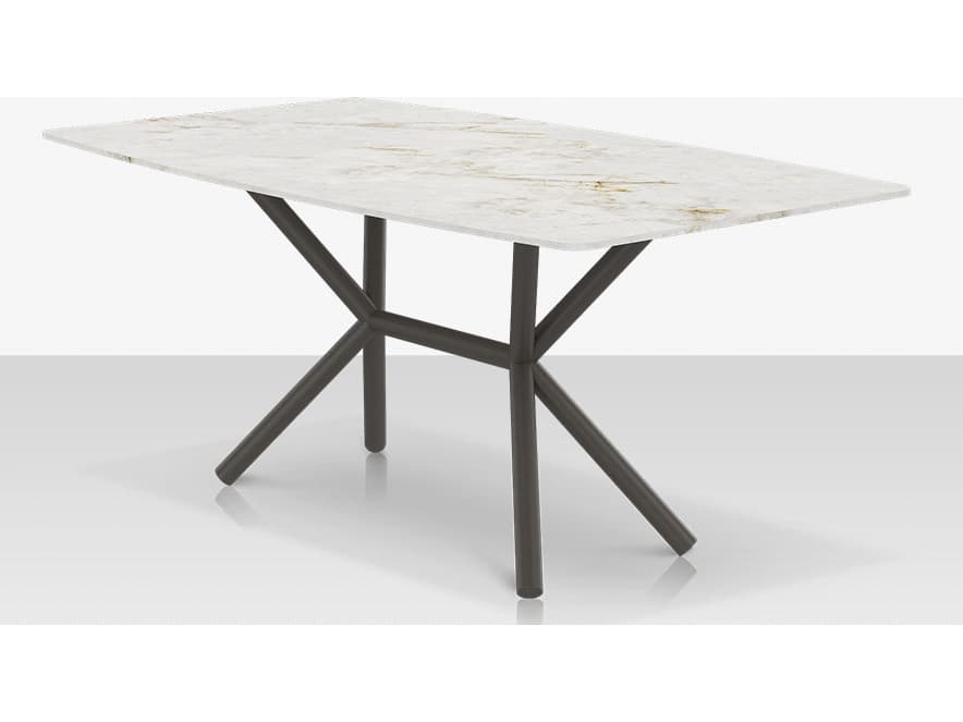 Decoscape Oliver Aluminum Rectangular Porcelain Rimless Porcelain Top Small Dining Table