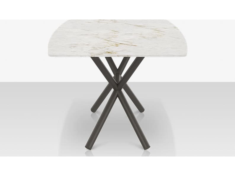 Decoscape Oliver Aluminum Rectangular Porcelain Rimless Porcelain Top Small Dining Table