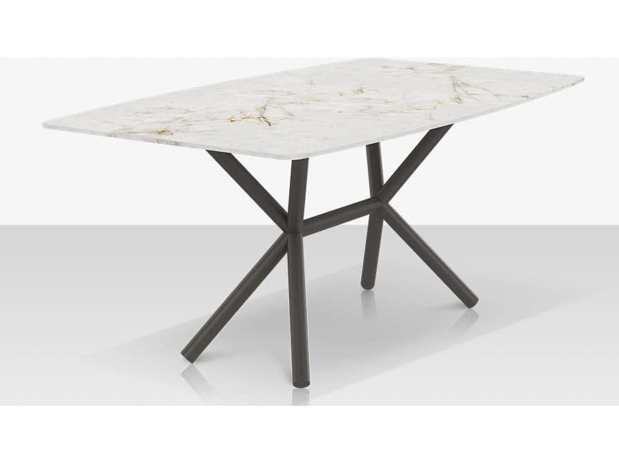 Decoscape Oliver Aluminum Rectangular Porcelain Rimless Porcelain Top Small Dining Table