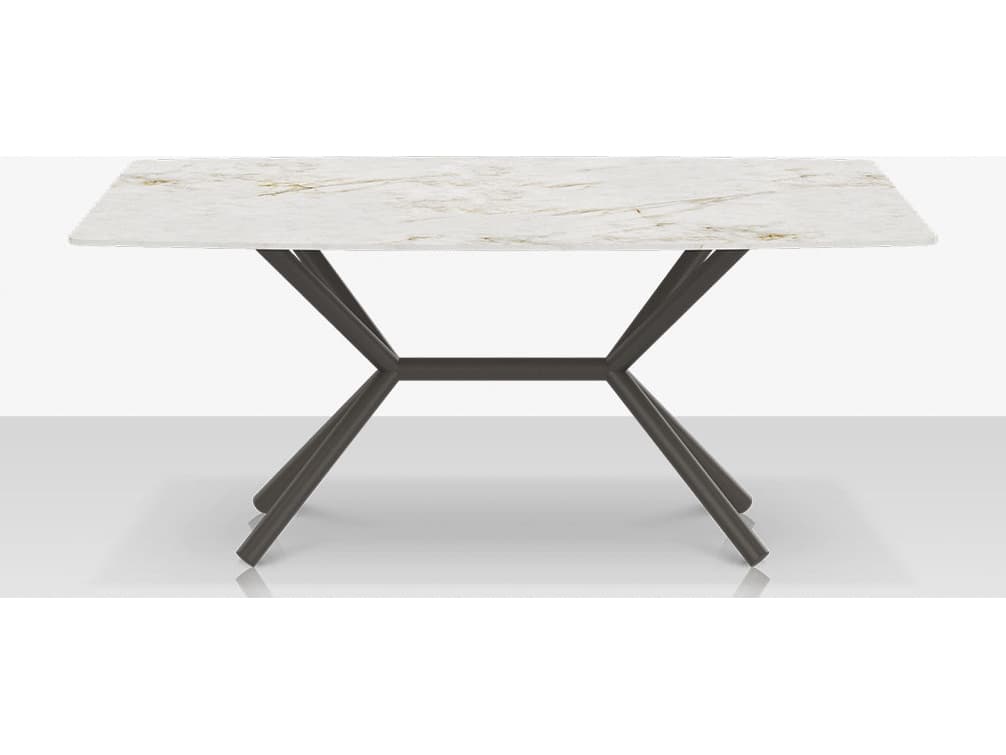 Decoscape Oliver Aluminum Rectangular Porcelain Rimless Porcelain Top Medium Dining Table