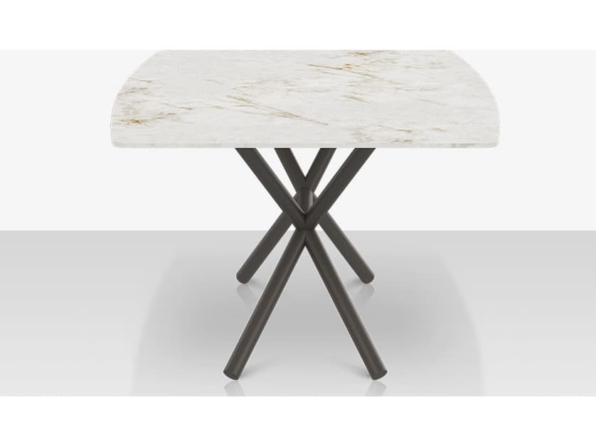 Decoscape Oliver Aluminum Rectangular Porcelain Rimless Porcelain Top Medium Dining Table