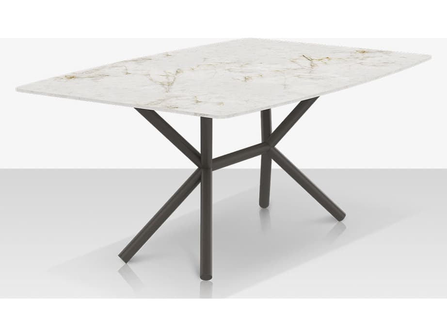 Decoscape Oliver Aluminum Rectangular Porcelain Rimless Porcelain Top Medium Dining Table