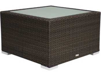 Decoscape Lucaya Wicker Square Frosted Glass Top Coffee Table