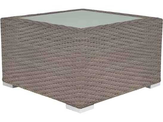 Decoscape Lucaya Wicker Square Frosted Glass Top Coffee Table