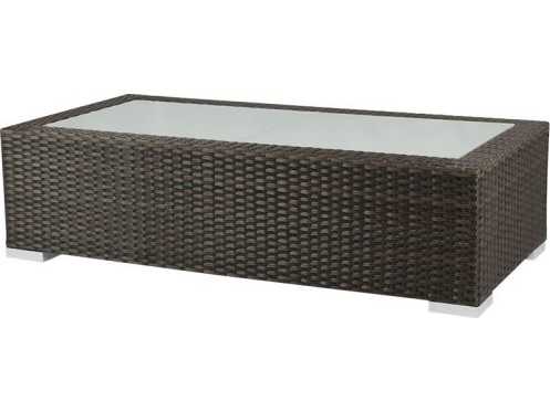 Decoscape Lucaya Wicker Rectangular Frosted Glass Top Coffee Table