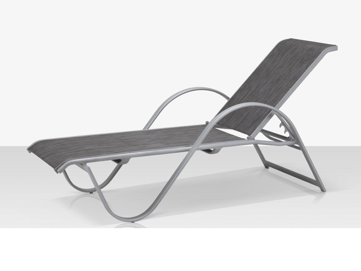 Decoscape Lanai Aluminum Kessler Sliver Stackable Chaise Lounge in Slate Sling