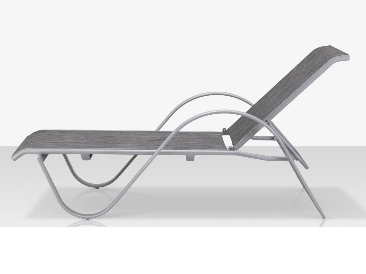 Decoscape Lanai Aluminum Kessler Sliver Stackable Chaise Lounge in Slate Sling