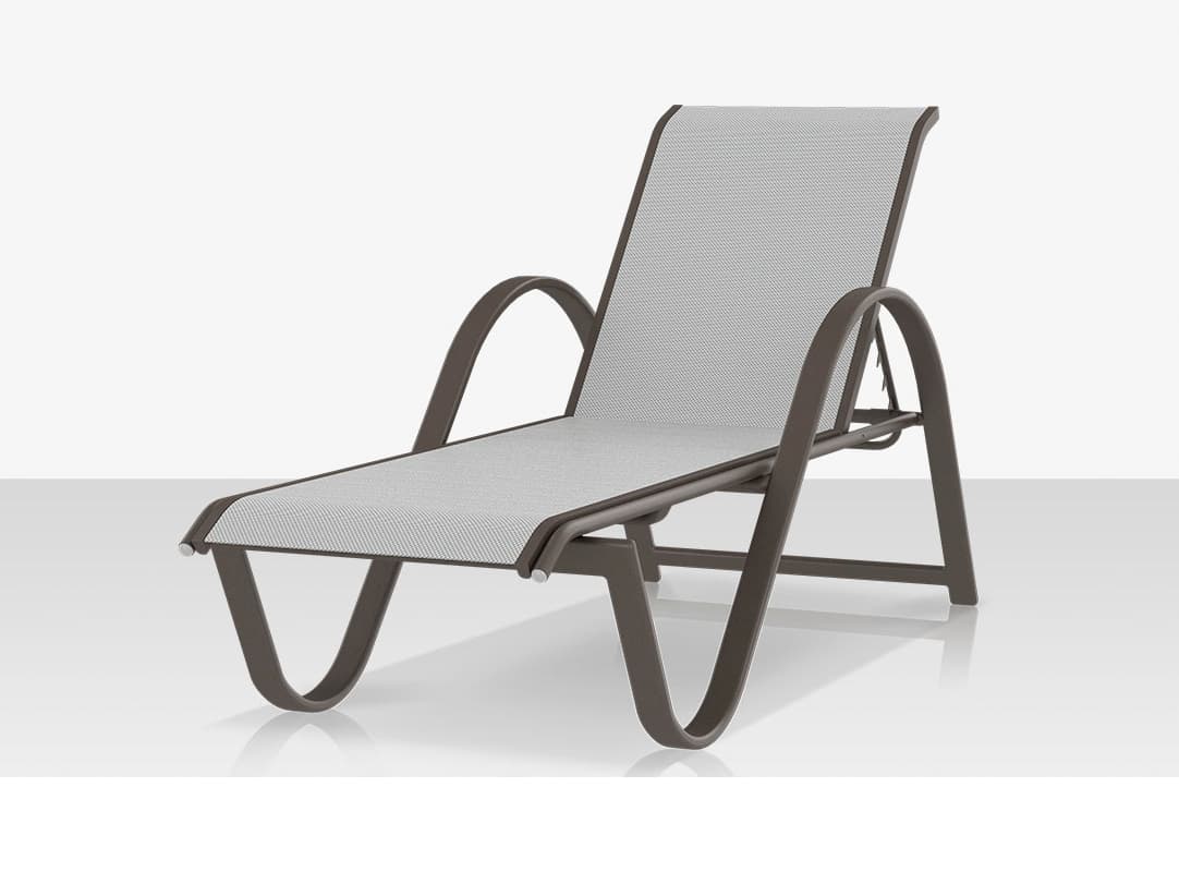 Decoscape Lanai Aluminum Tex Gray Stackable Chaise Lounge in Cloud Gray Sling