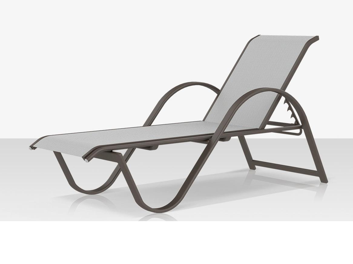 Decoscape Lanai Aluminum Tex Gray Stackable Chaise Lounge in Cloud Gray Sling