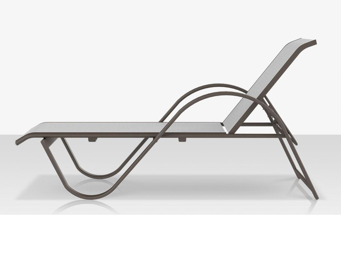 Decoscape Lanai Aluminum Tex Gray Stackable Chaise Lounge in Cloud Gray Sling