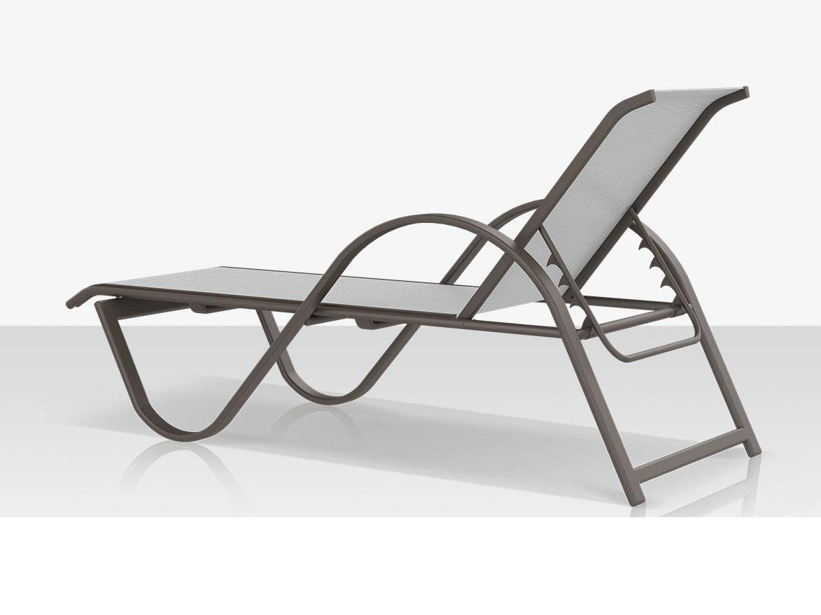Decoscape Lanai Aluminum Tex Gray Stackable Chaise Lounge in Cloud Gray Sling