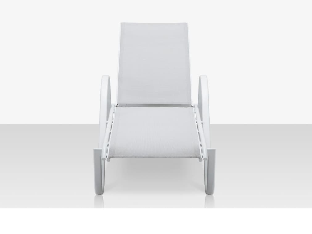 Decoscape Lanai Aluminum Tex White Stackable Chaise Lounge in Cloud Gray Sling