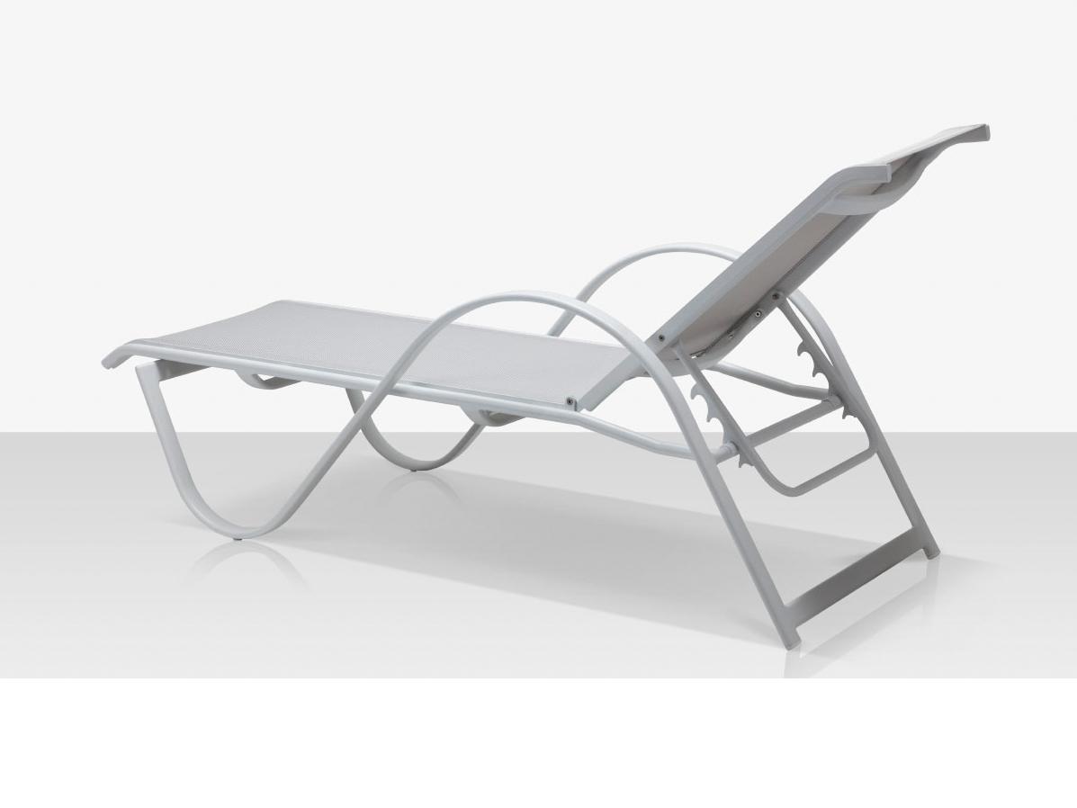 Decoscape Lanai Aluminum Tex White Stackable Chaise Lounge in Cloud Gray Sling