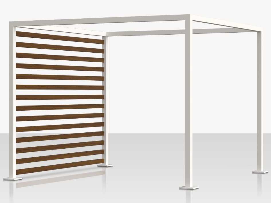 Decoscape Breeze Cabana 15' Aluminum Wood Grain Slats Left Side