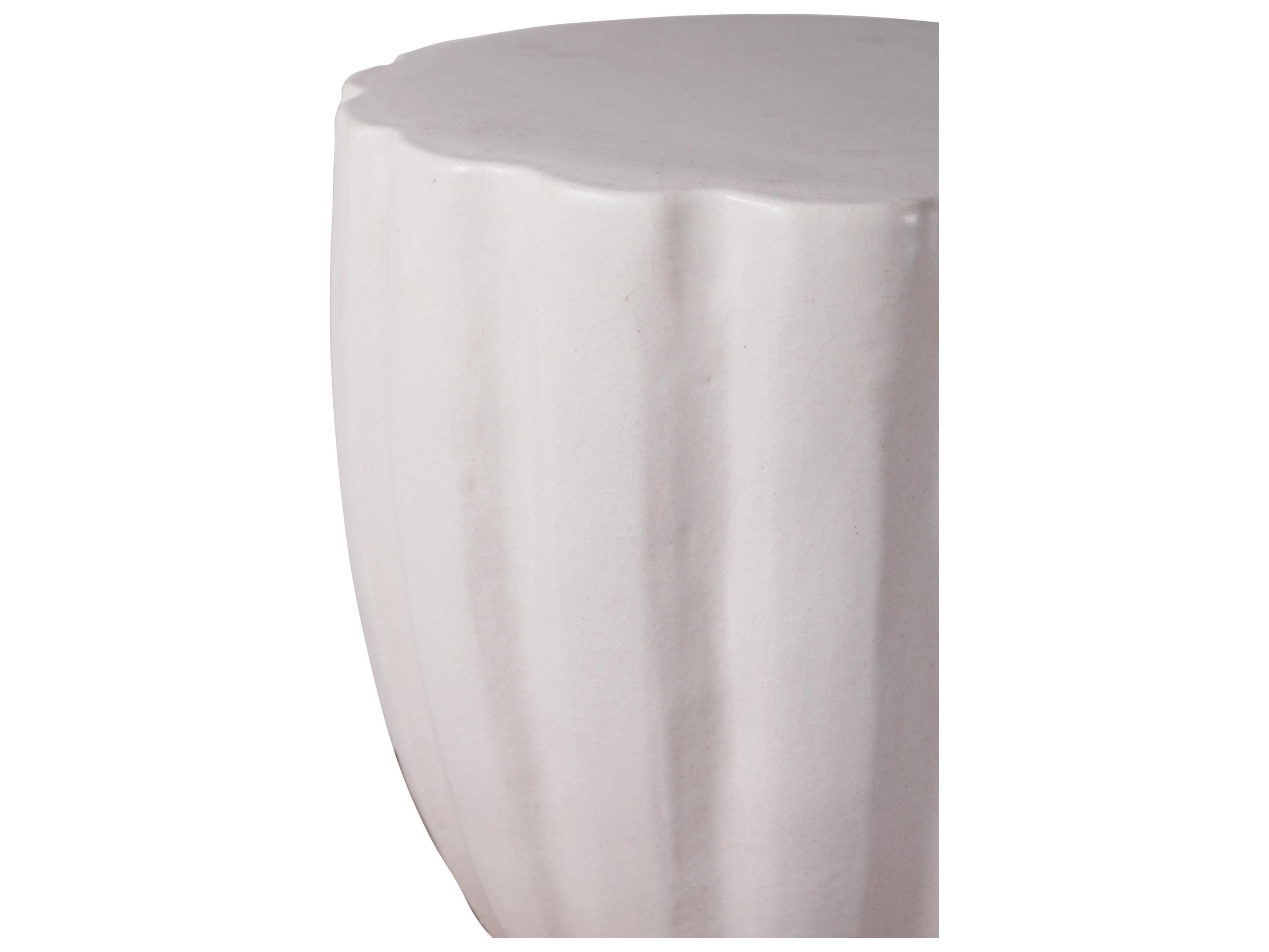 Seasonal Living Ceramics Linen Semi-gloss Ceramic Round End Table