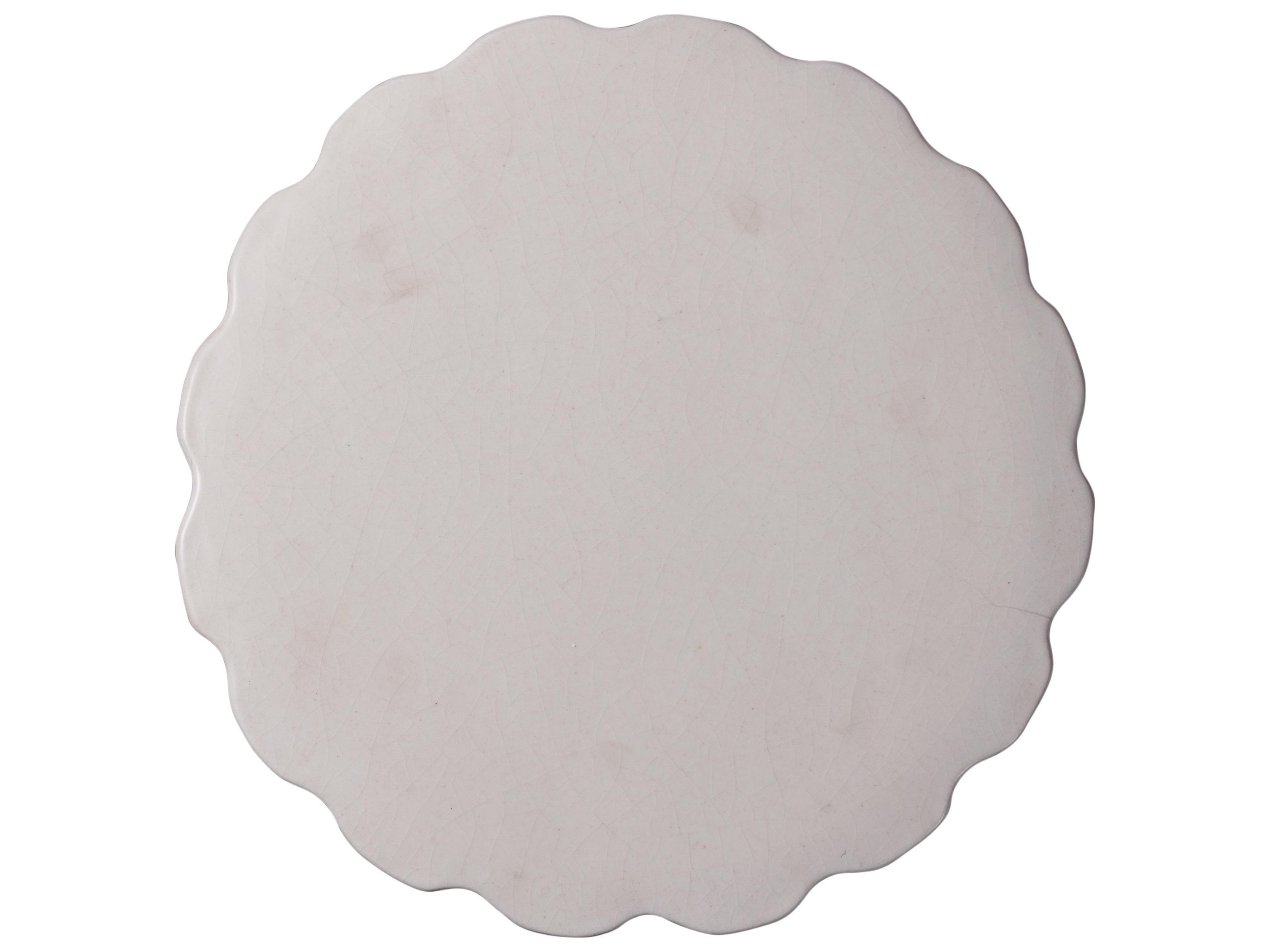 Seasonal Living Ceramics Linen Semi-gloss Ceramic Round End Table