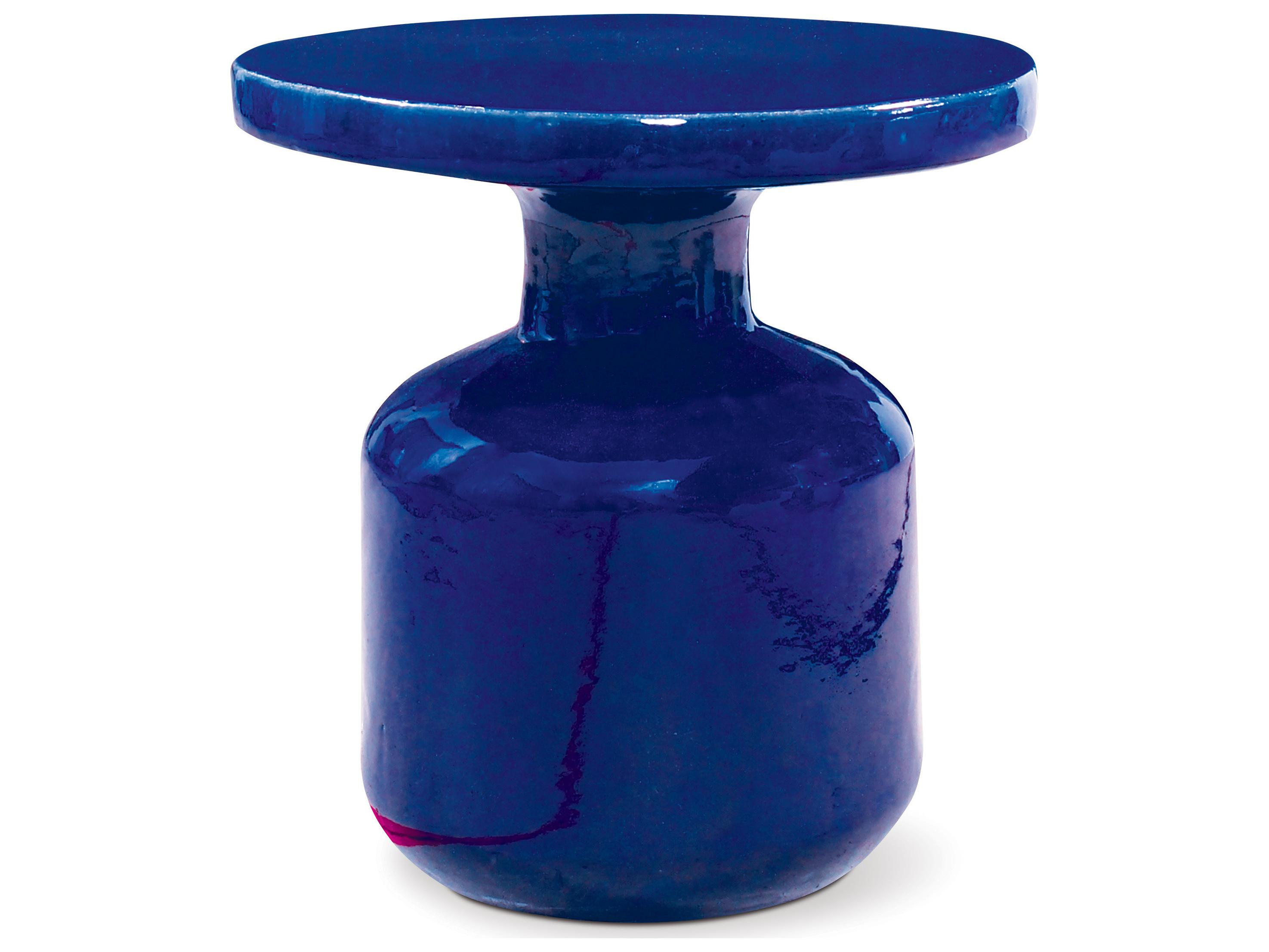 Seasonal Living Bottle Navy Blue Ceramic Round Accent Table