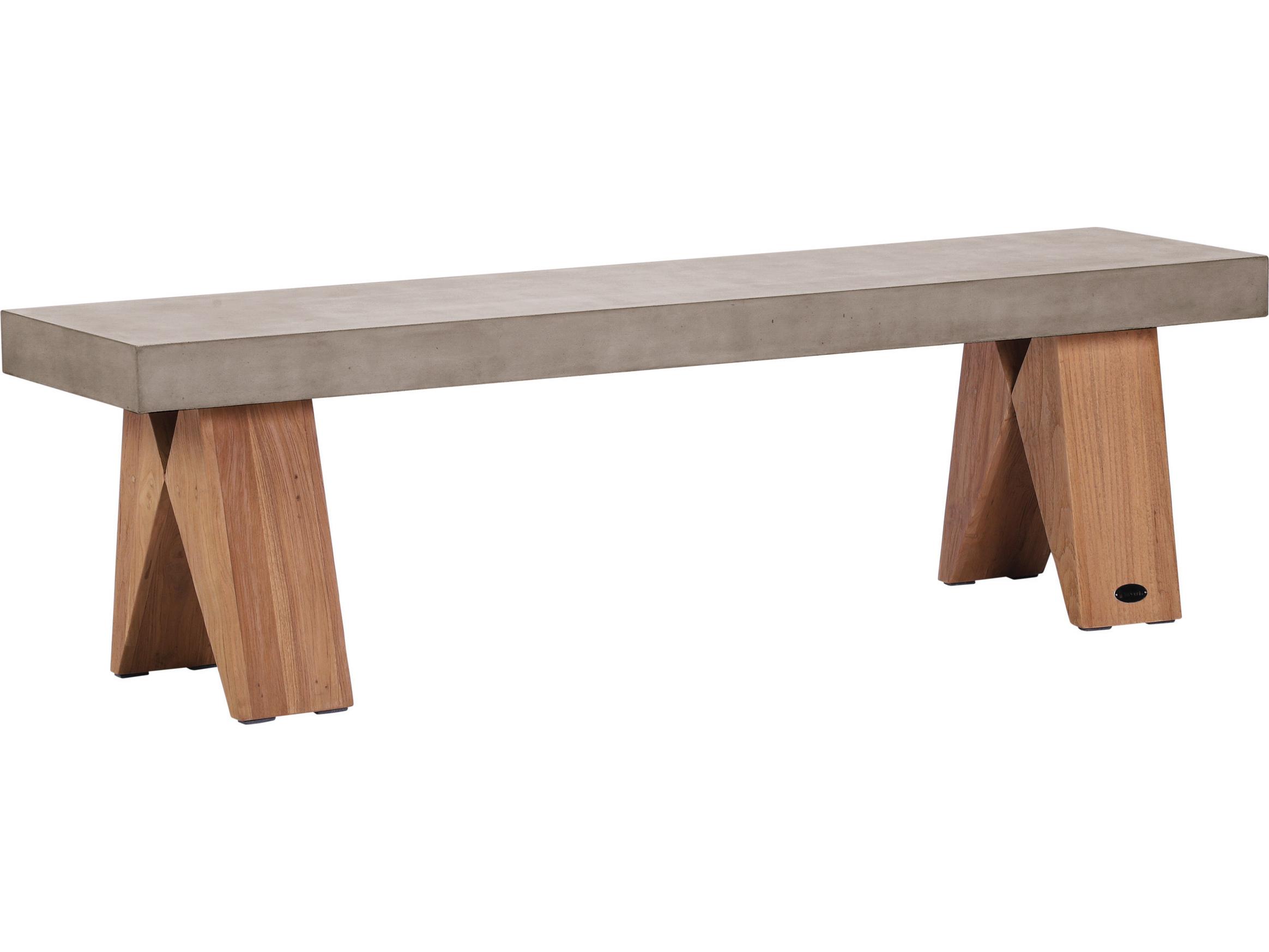 Seasonal Living Lightweight Concrete Slate Grey Bench