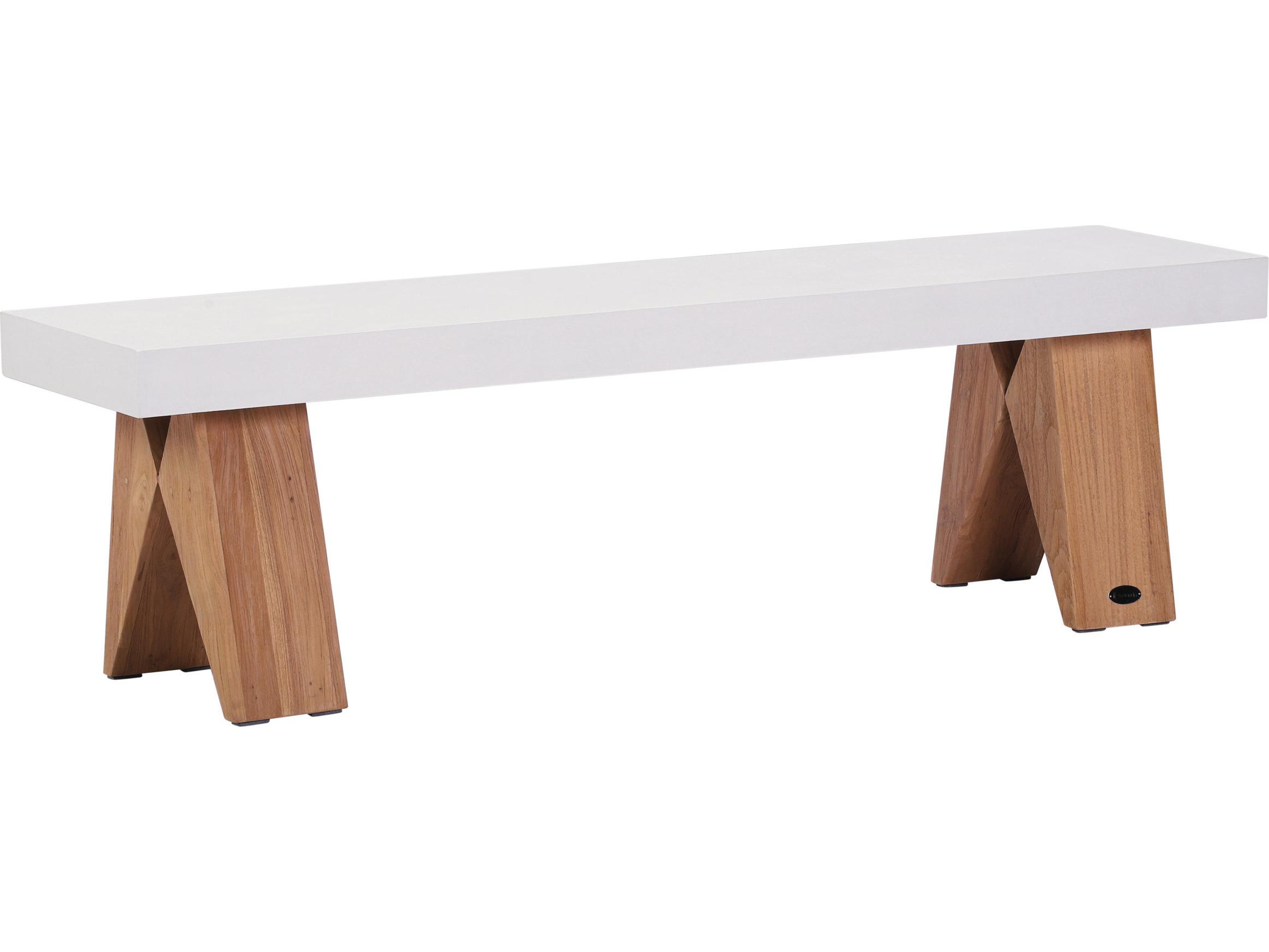 Seasonal Living Lightweight Concrete Ebony White Bench