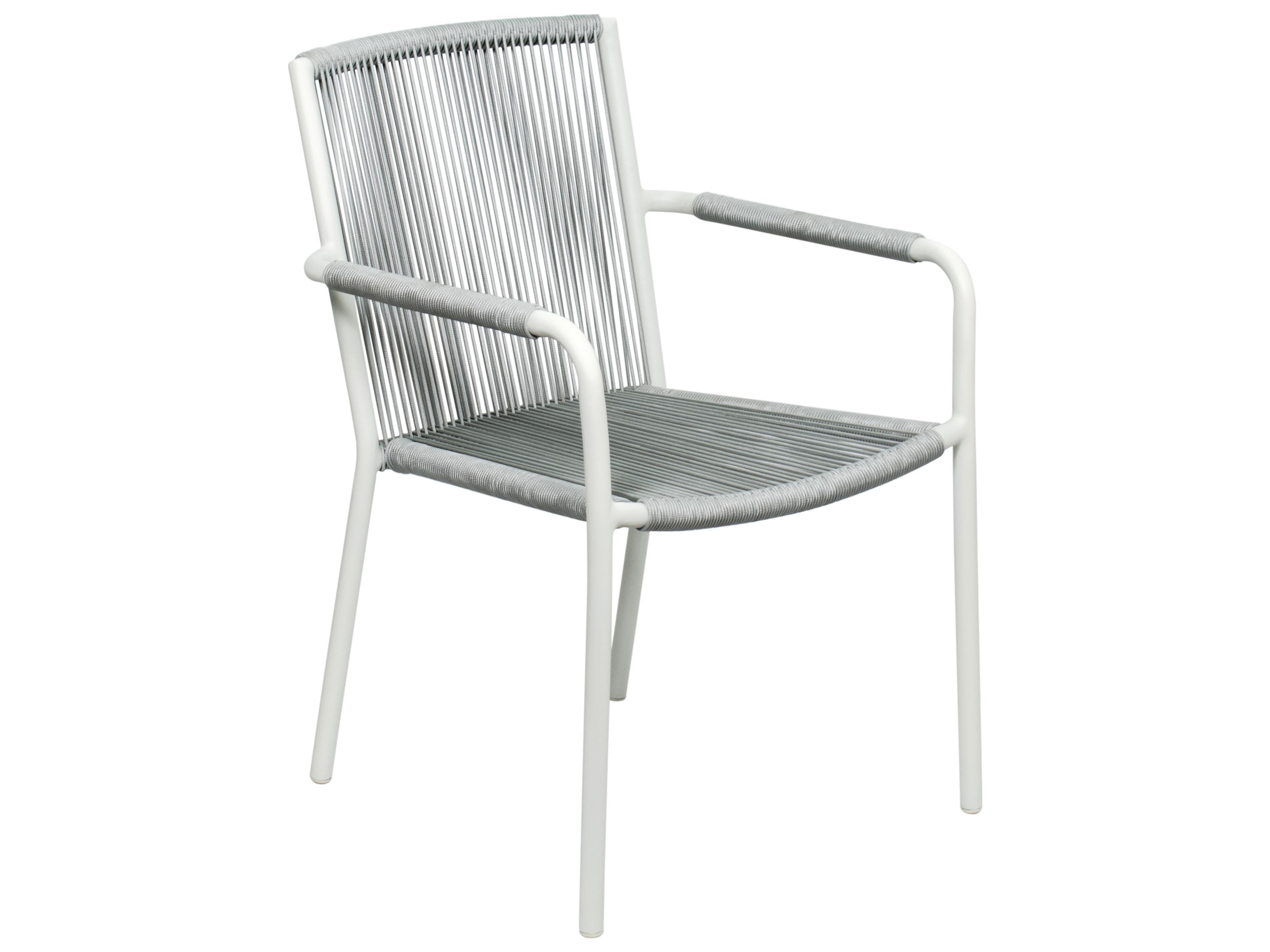 Seasonal Living Archipelago Coconut White Aluminum Stockholm Dining Armchair Set of 2