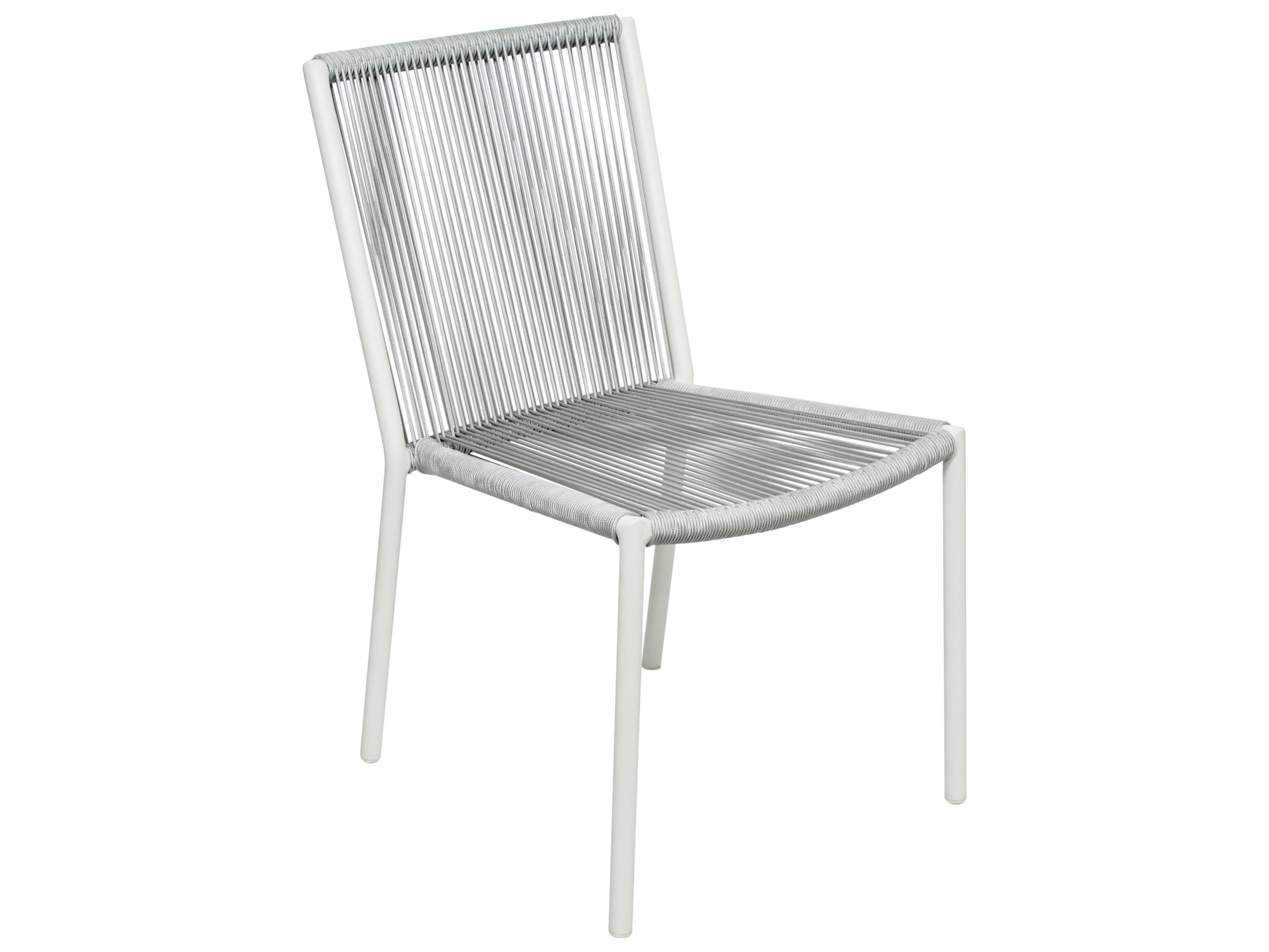 Seasonal Living Archipelago Coconut White Aluminum Stockholm Outdoor Patio Dining Side Chair Set of 2