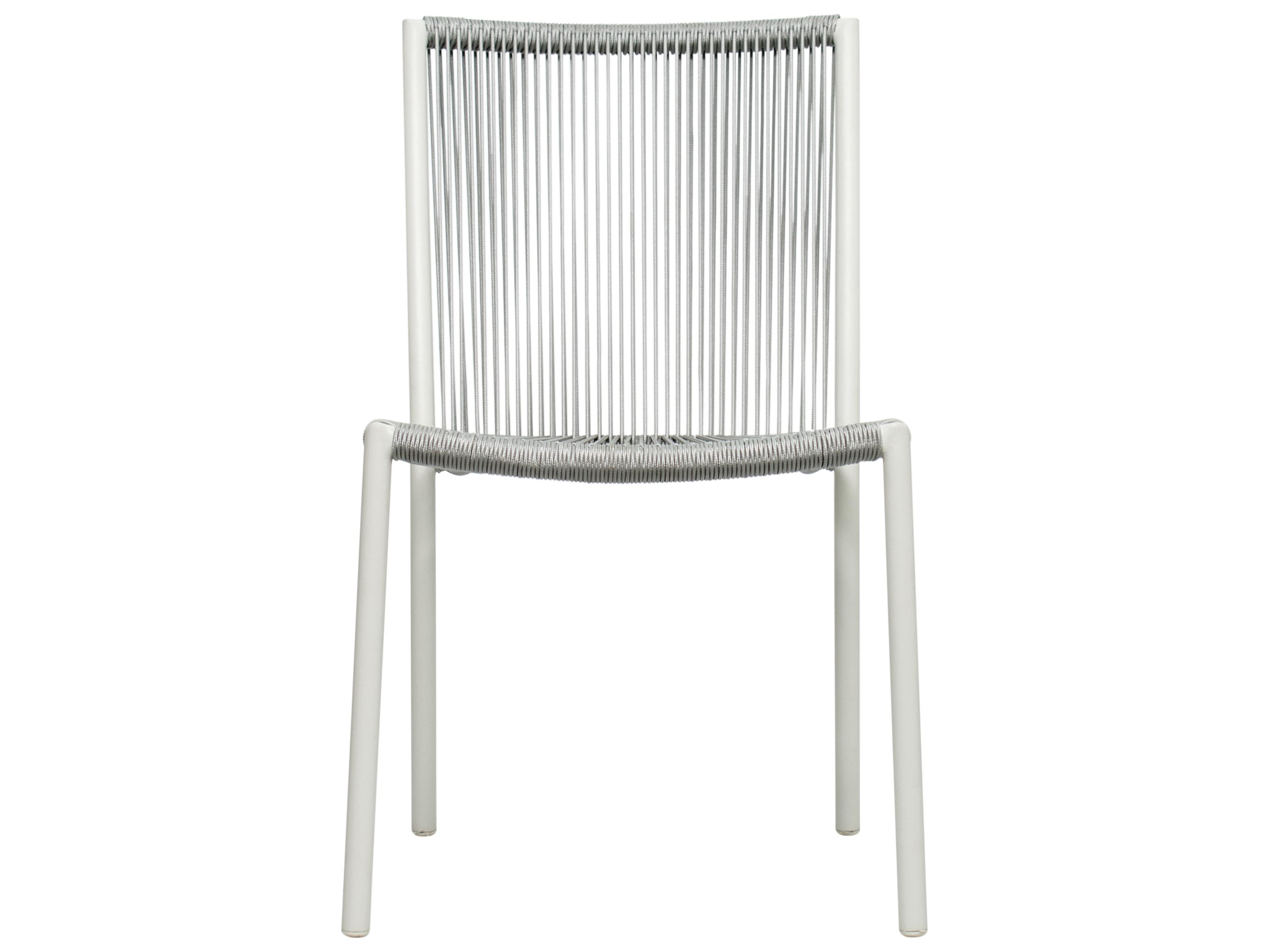 Seasonal Living Archipelago Coconut White Aluminum Stockholm Outdoor Patio Dining Side Chair Set of 2