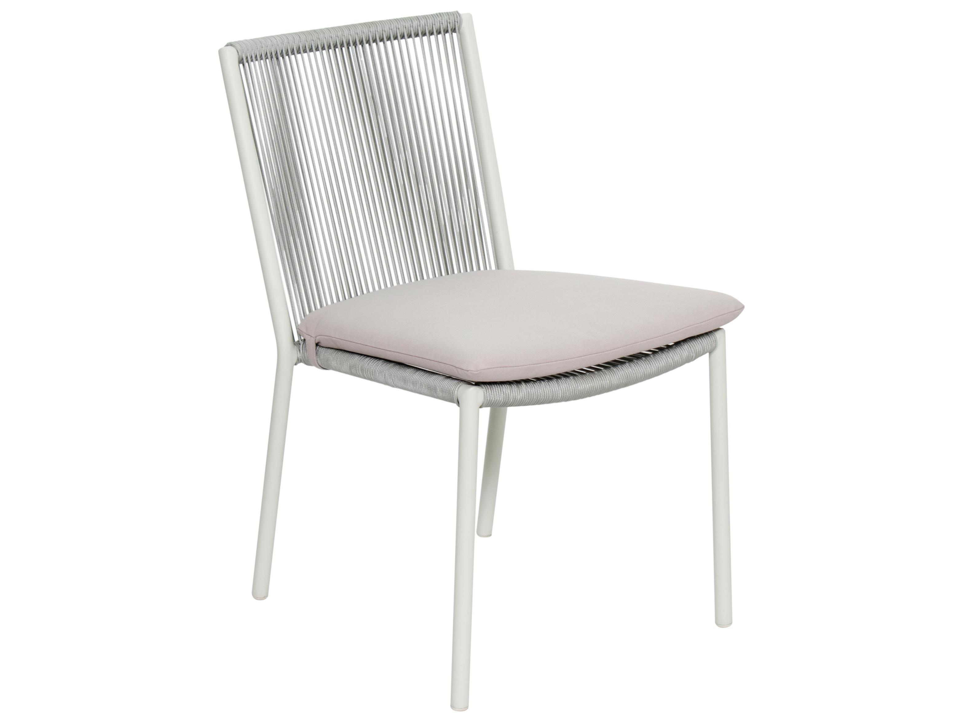 Seasonal Living Archipelago Coconut White Aluminum Stockholm Outdoor Patio Dining Side Chair Set of 2