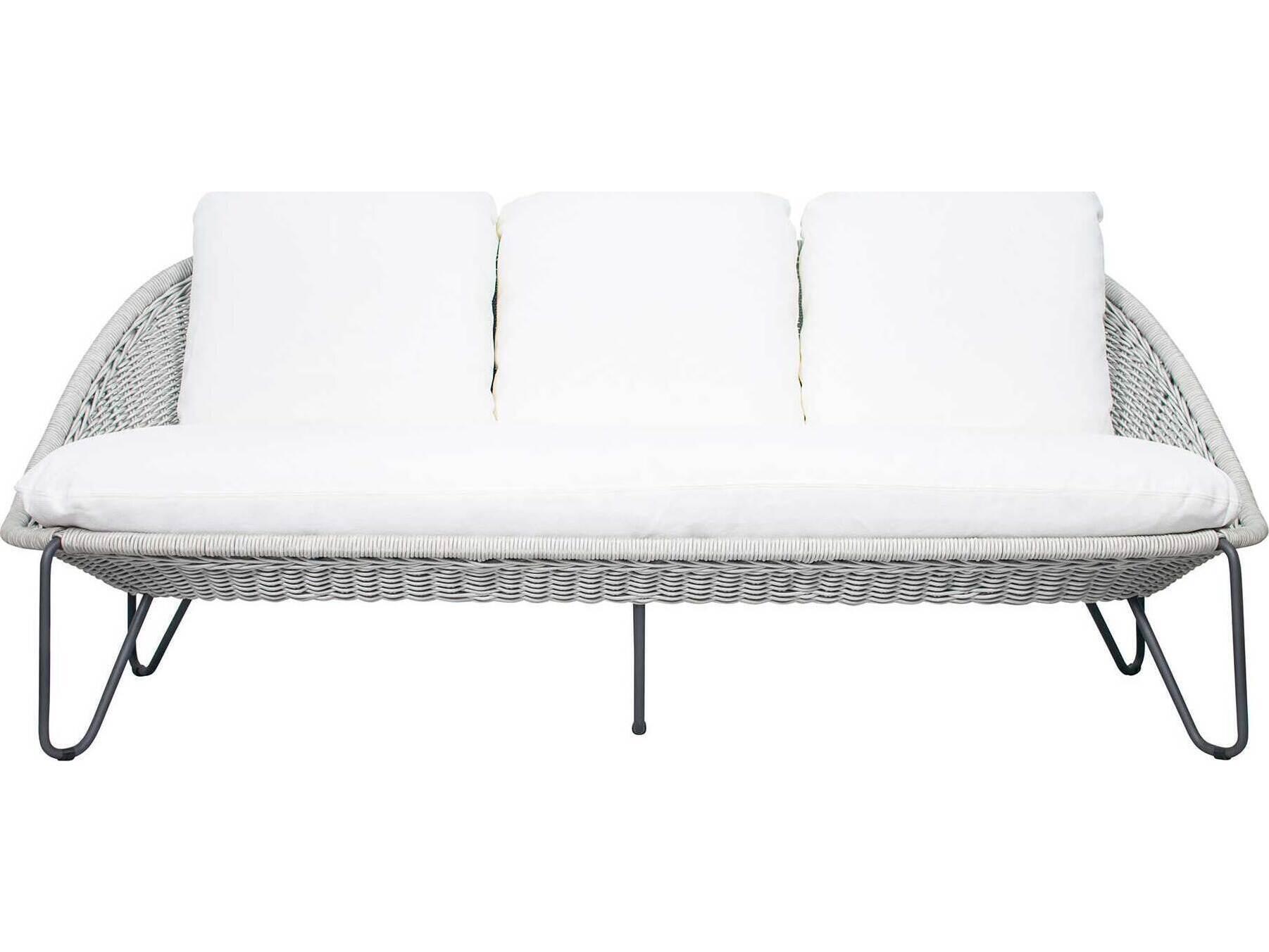 Seasonal Living Archipelago Coconut White/Cardamom Taupe Steel Rope Weave Azores Outdoor Patio Sofa