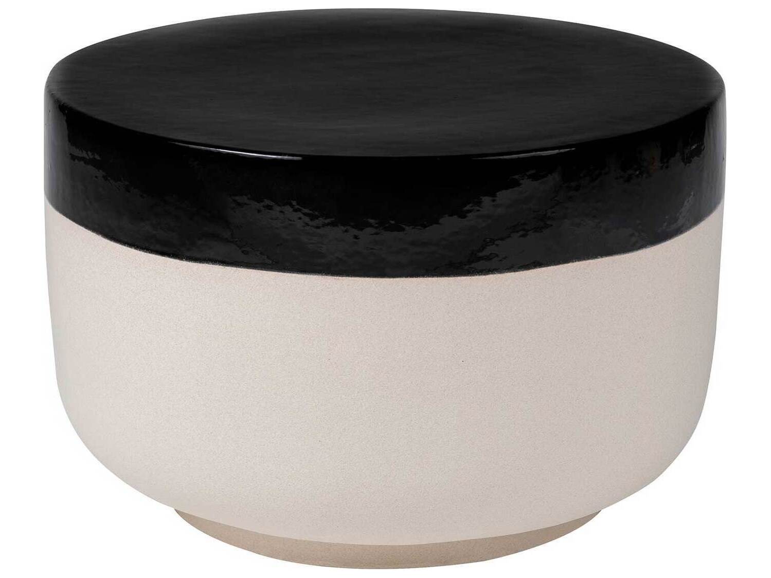 Seasonal Living Provenance Ceramic Jet Gloss/Sand Matte Serenity Grazed Round Patio Side Table