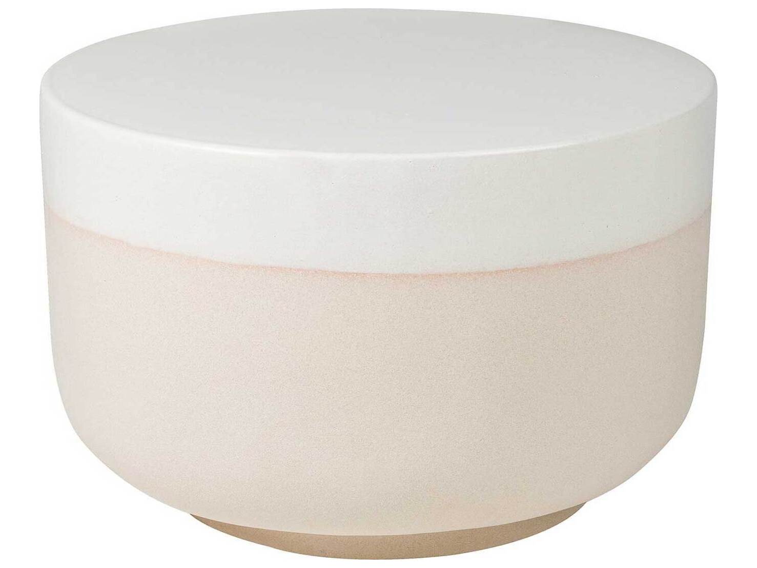 Seasonal Living Provenance Ceramic Linen Semigloss /Sand Matte Serenity Grazed Round Outdoor Side Table
