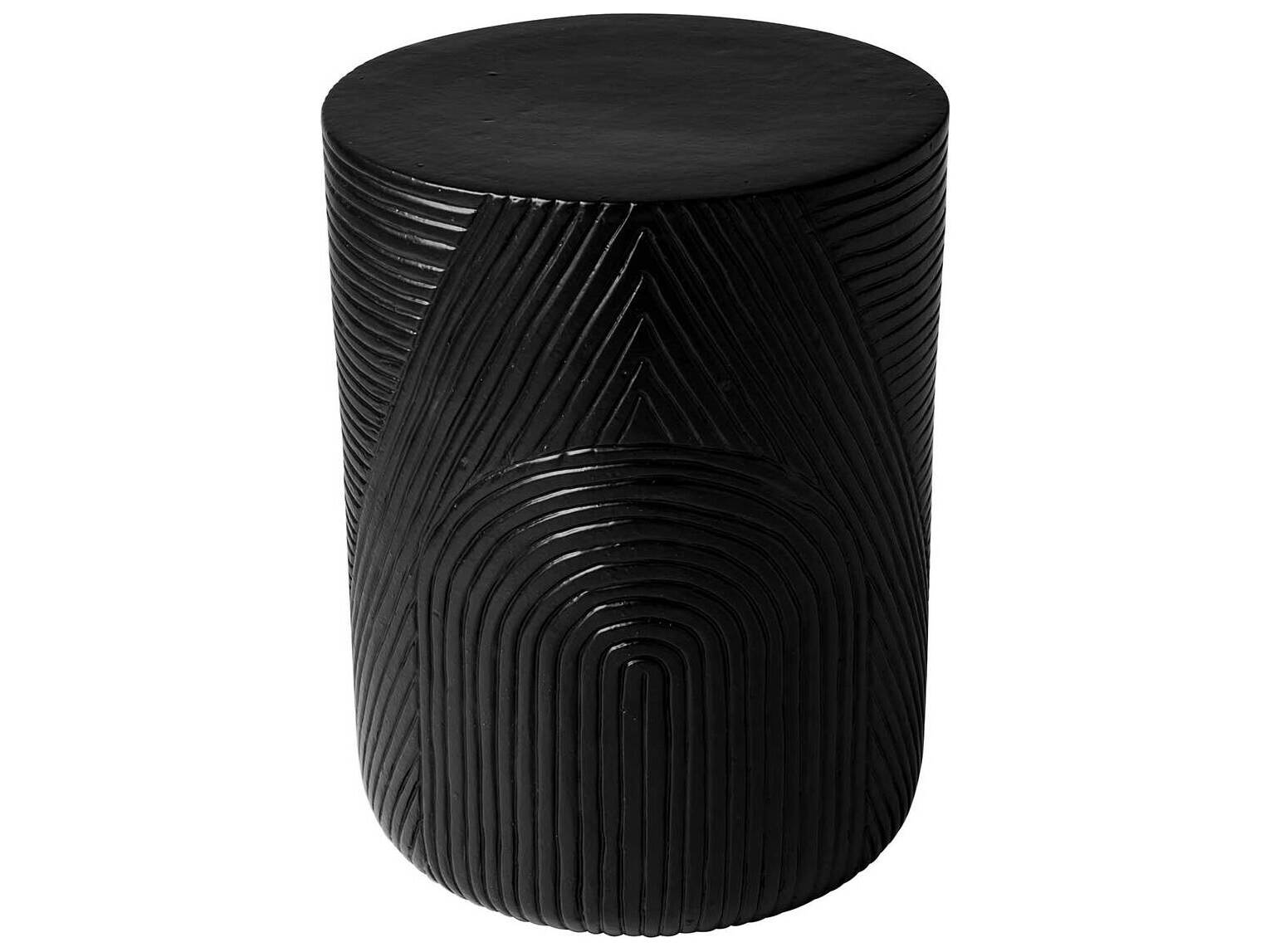 Seasonal Living Provenance Ceramic Coal Semigloss Serenity Textured Round Outdoor Patio Side Table
