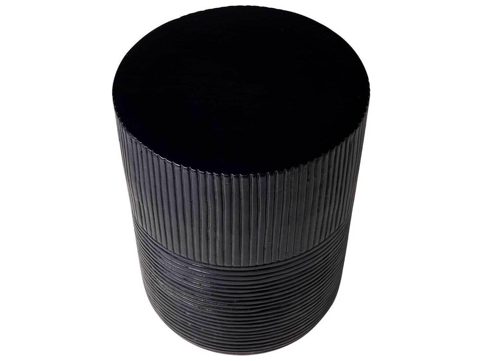 Seasonal Living Provenance Ceramic Coal Semigloss Serenity Textured Round Outdoor Patio Side Table