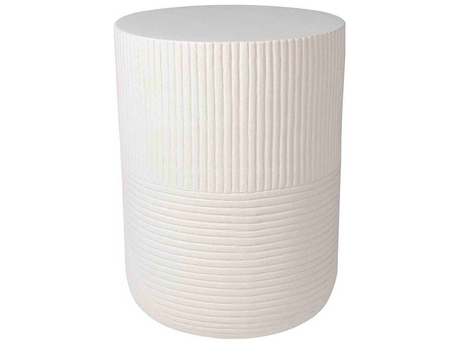 Seasonal Living Provenance Ceramic Sand Matte Serenity Textured Round Patio Side Table