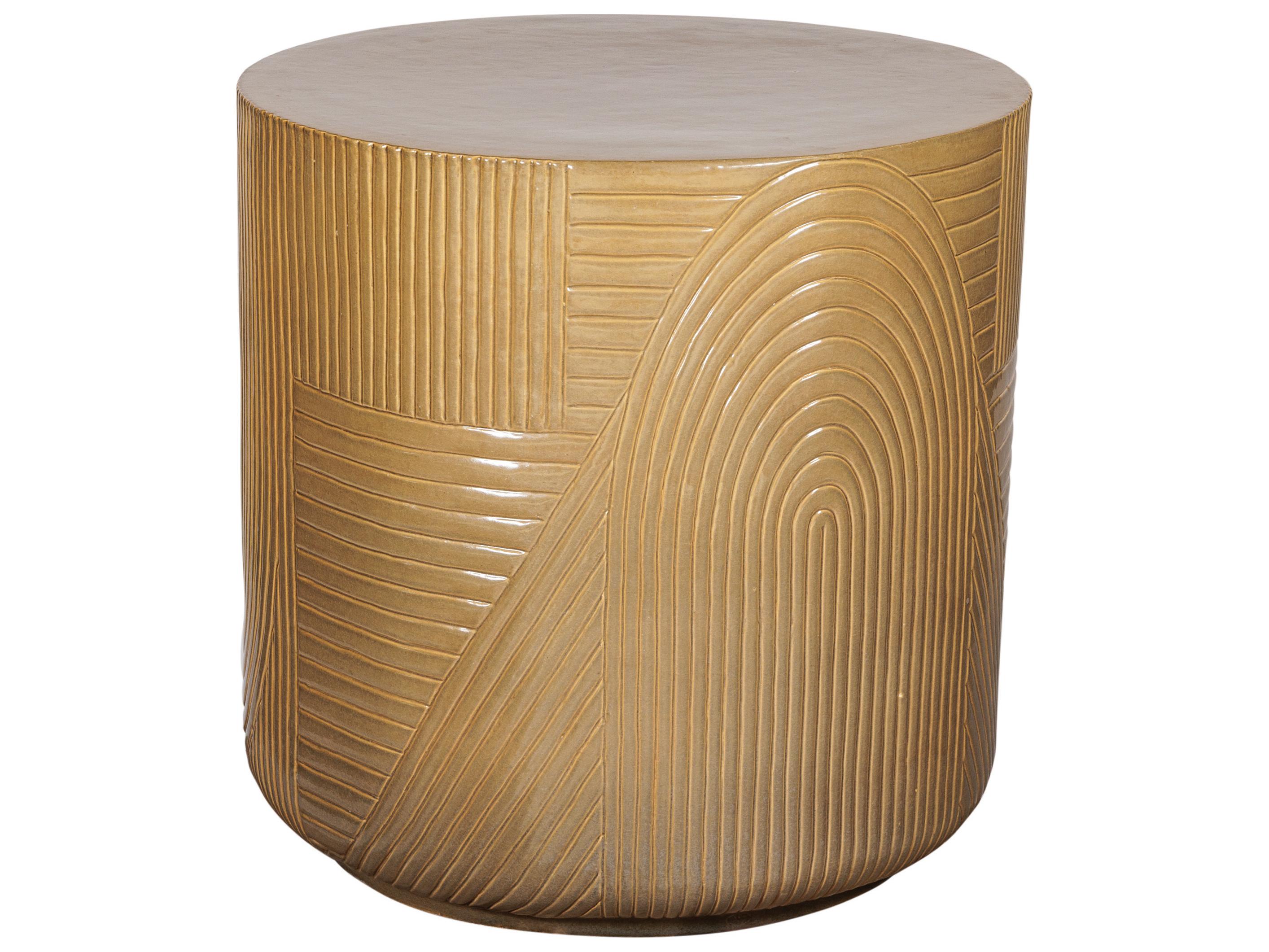 Seasonal Living Ceramics Taupe Gloss Ceramic Round End Table