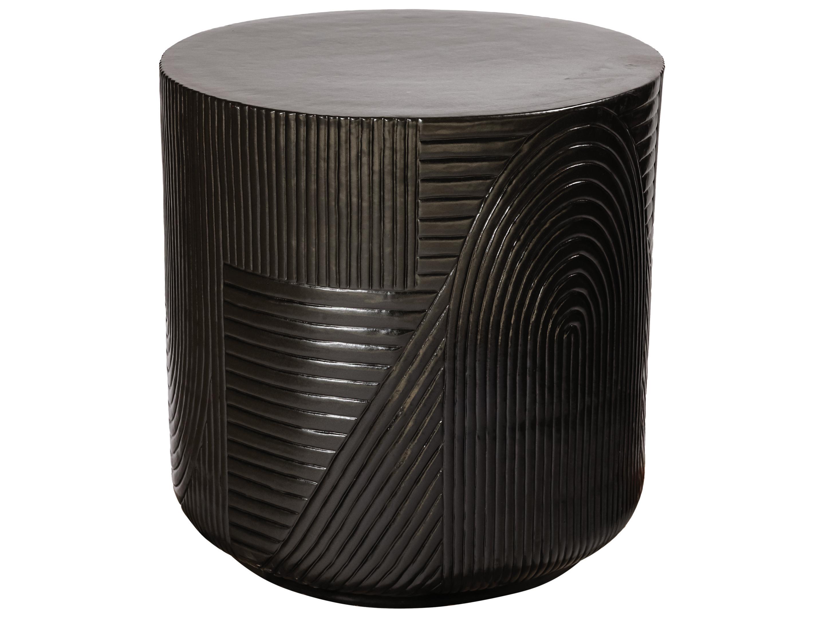 Seasonal Living Ceramics Iron Semi-gloss Ceramic Round End Table