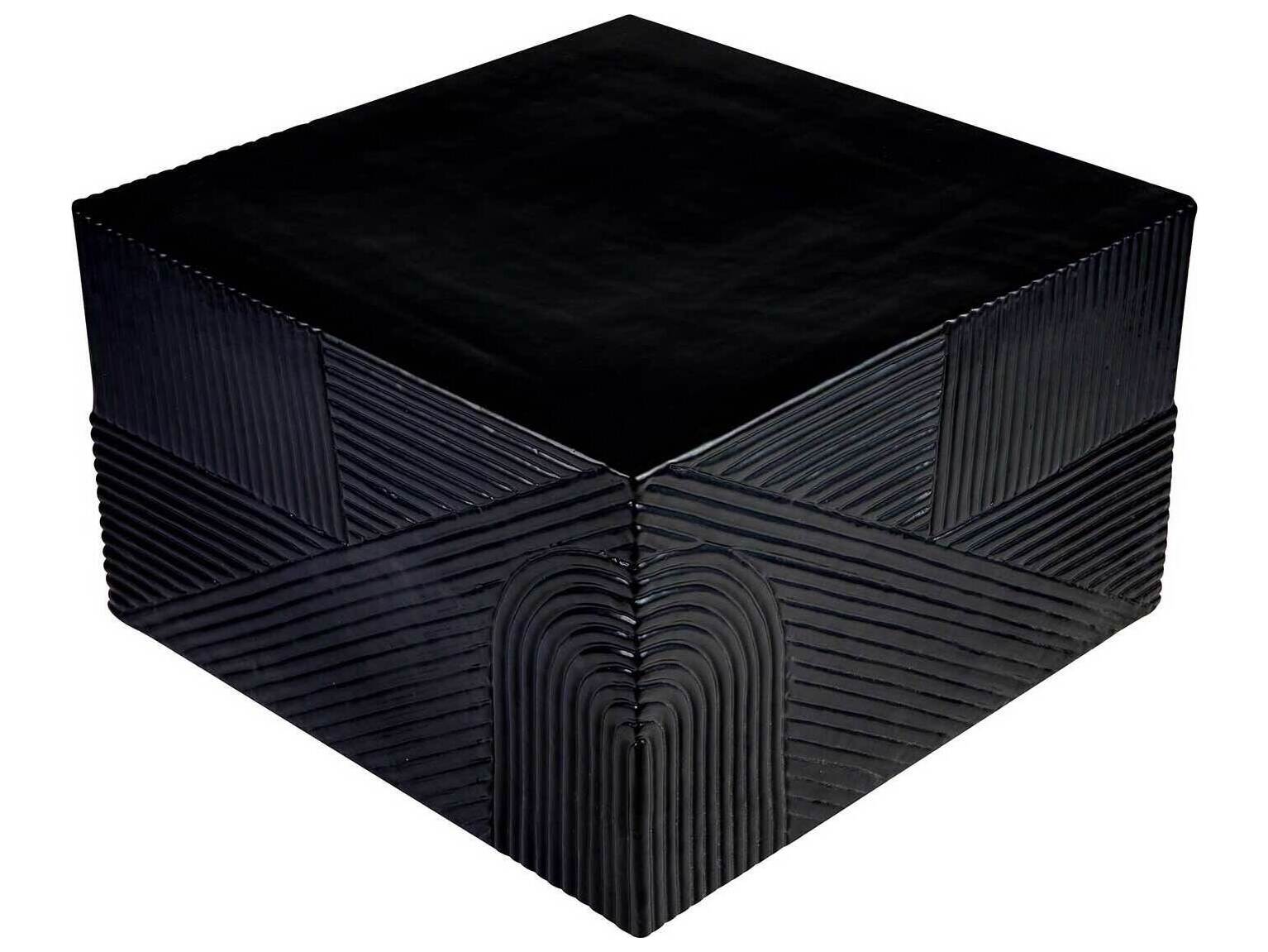 Seasonal Living Provenance Ceramic Coal Semigloss Serenity Textured Square Outdoor Side Table