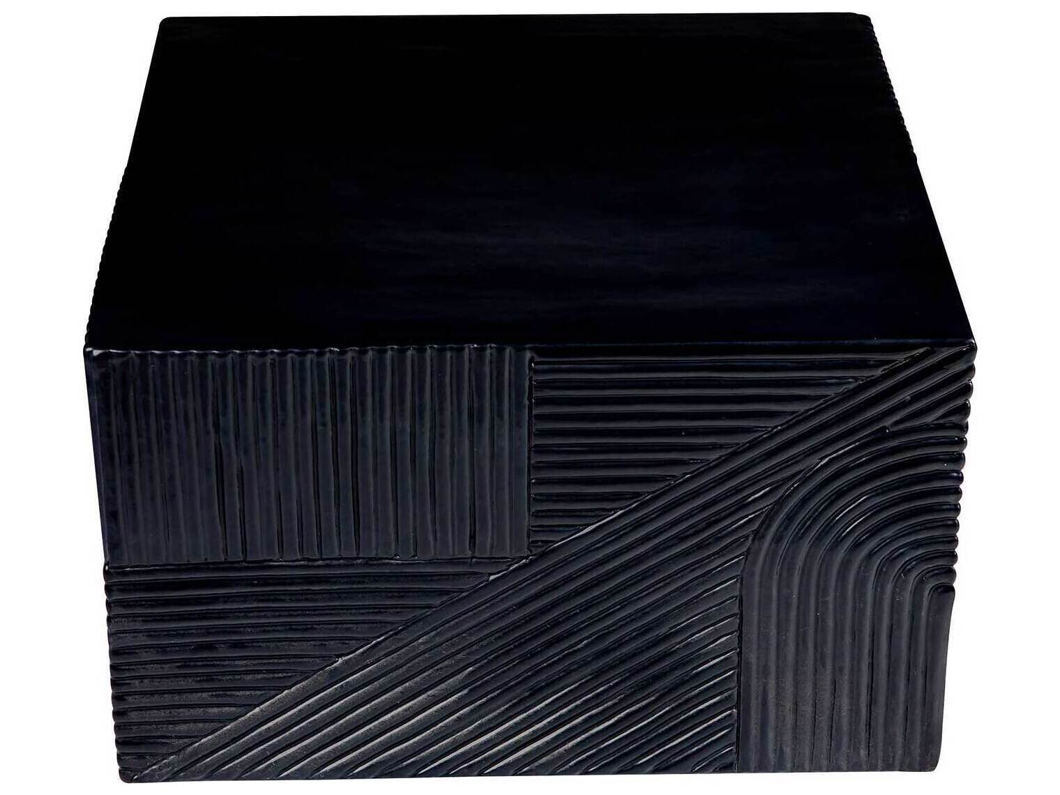 Seasonal Living Provenance Ceramic Coal Semigloss Serenity Textured Square Outdoor Side Table