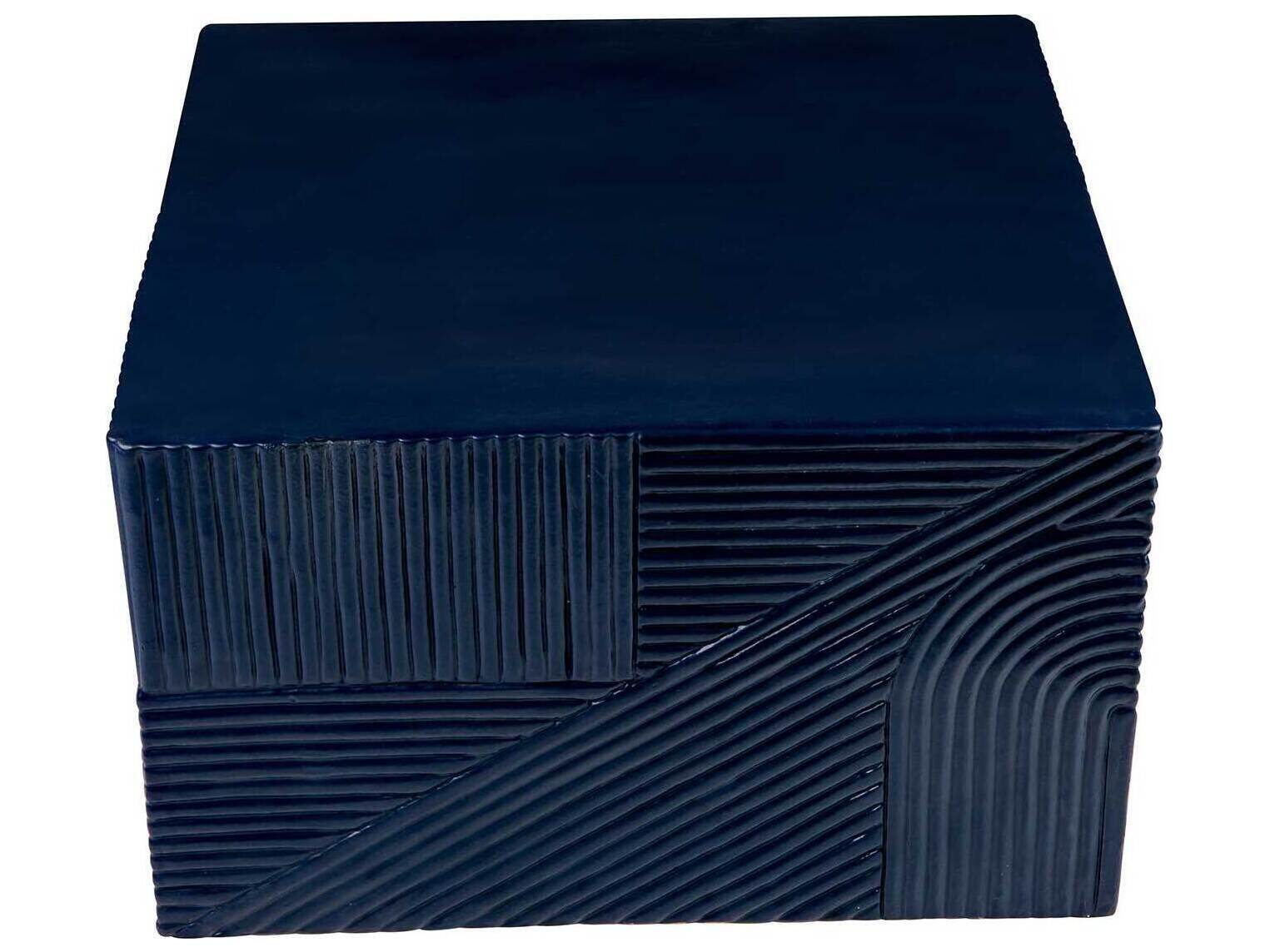 Seasonal Living Provenance Ceramic Indigo Semi Gloss Serenity Textured Square Outdoor Patio Side Table