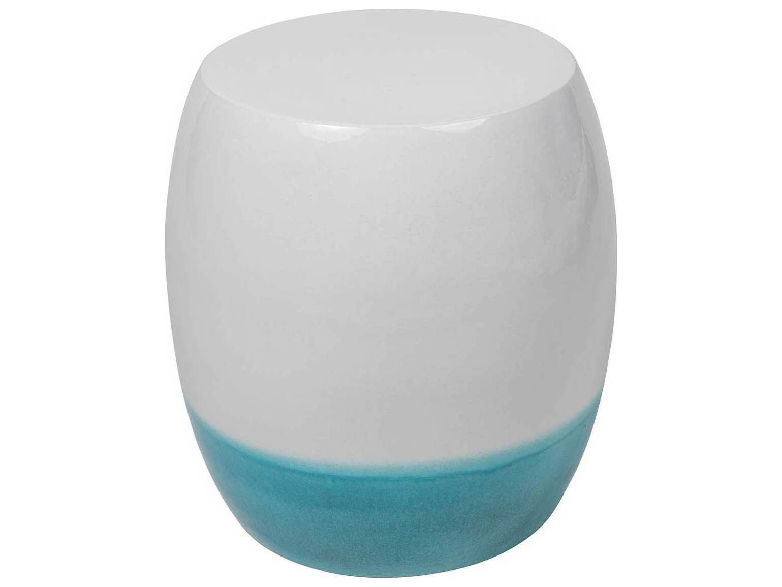 Seasonal Living Provenance Ceramic Mist Gloss/Turquoise Gloss Bud Stool / Round Accent Table