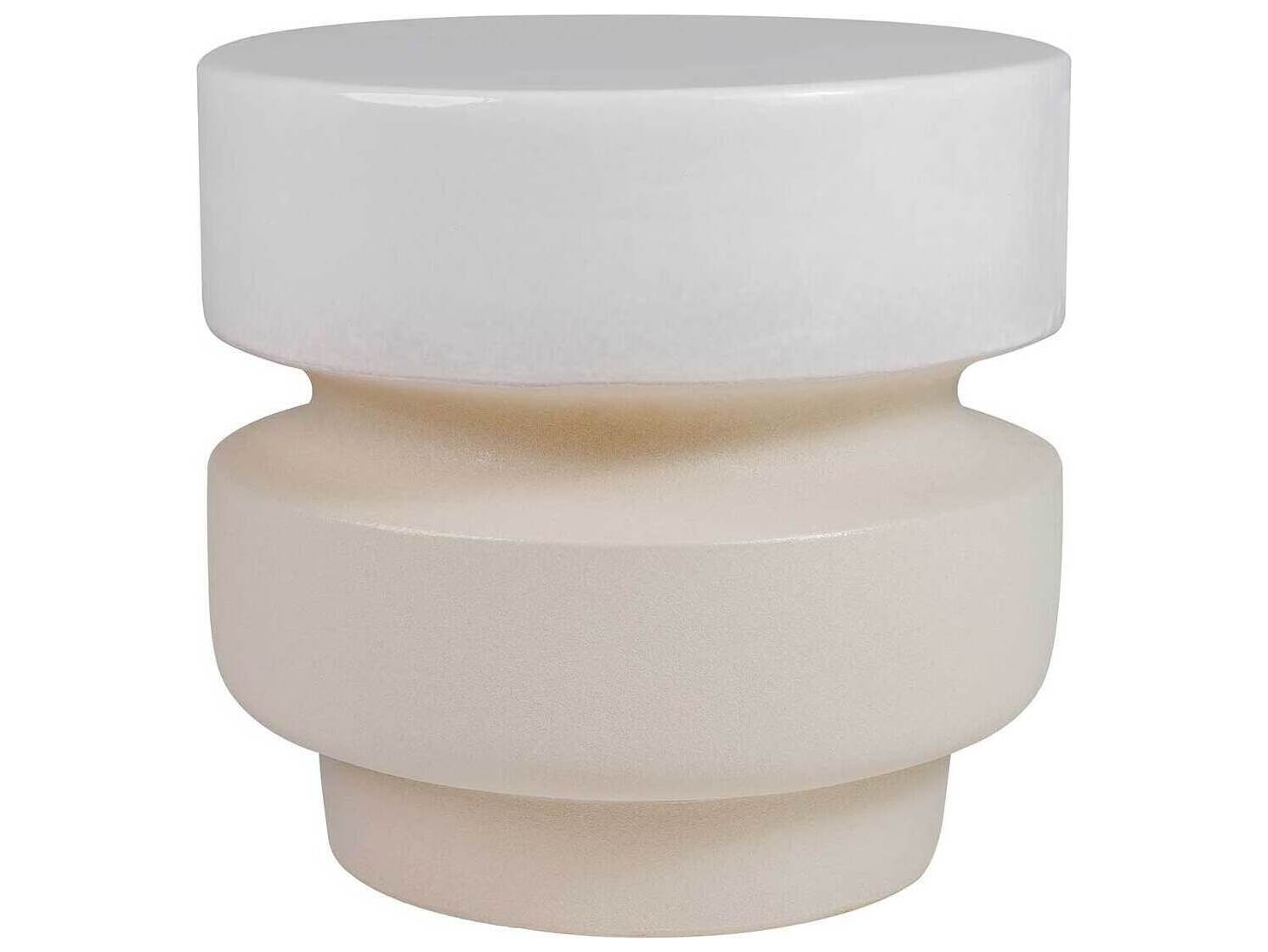 Seasonal Living Provenance Ceramic Mist Gloss/Sand Matte Balance Stool/ Round Accent Table