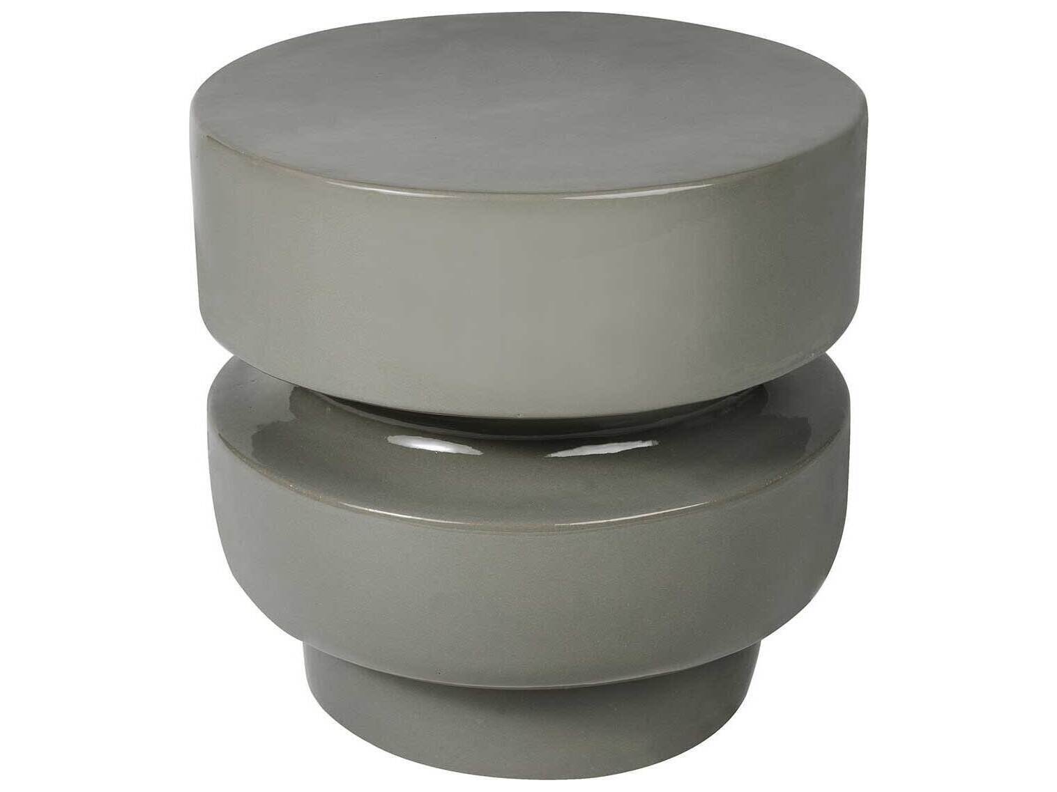 Seasonal Living Provenance Ceramic Sage Gloss Balance Stool/ Round Accent Table