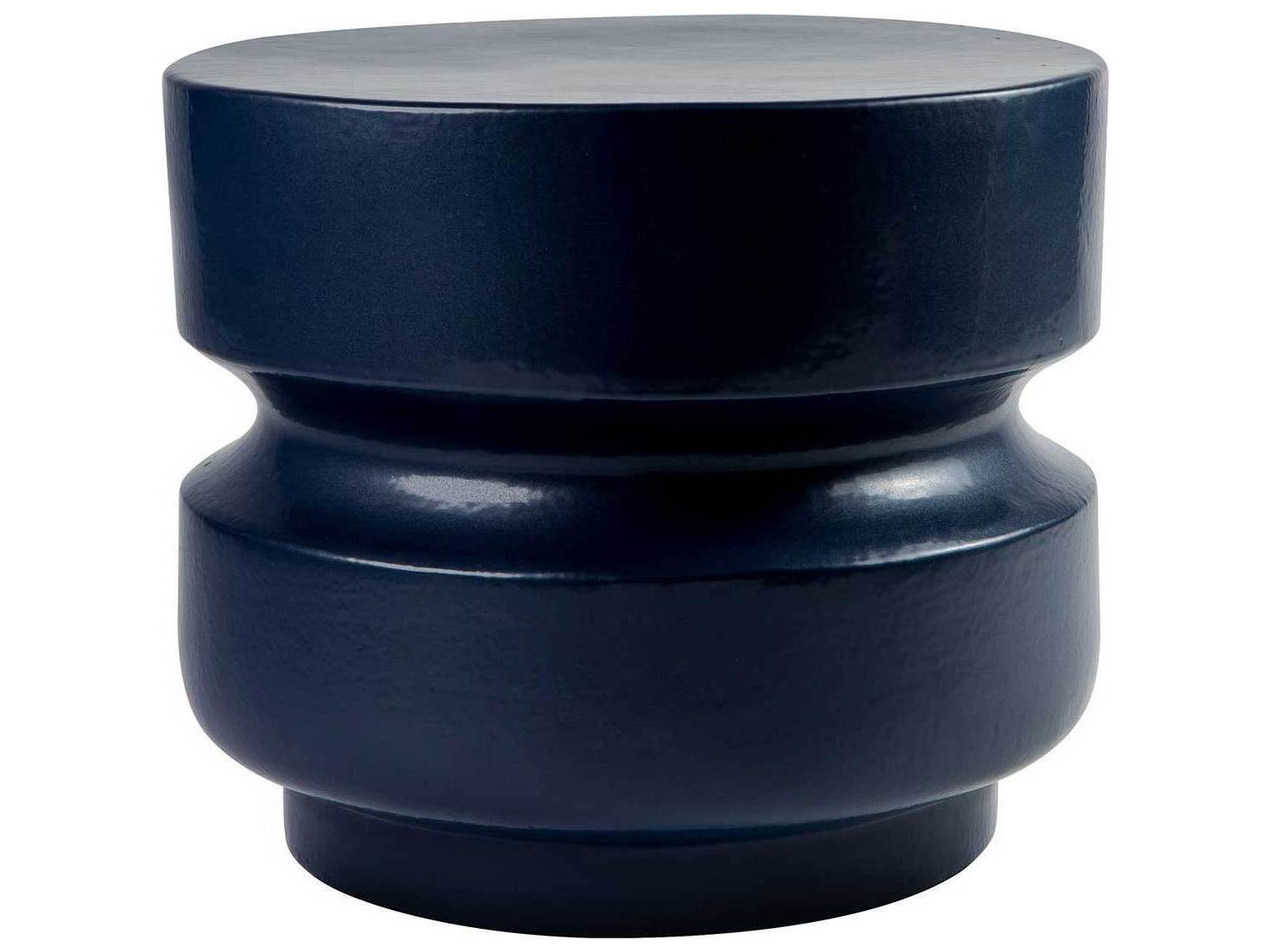 Seasonal Living Provenance Ceramic Indigo Semigloss Balance Stool/ Round Accent Table