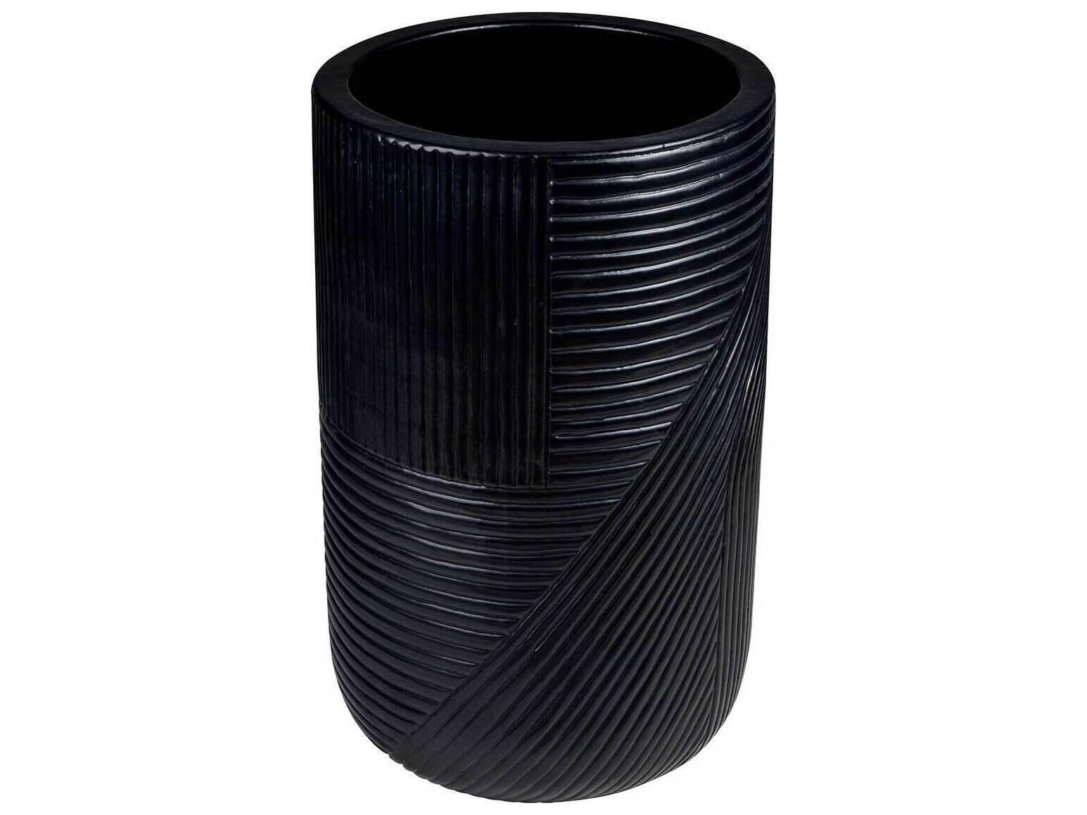 Seasonal Living Provenance Ceramic Coal Semigloss Serenity Textured Planter Set