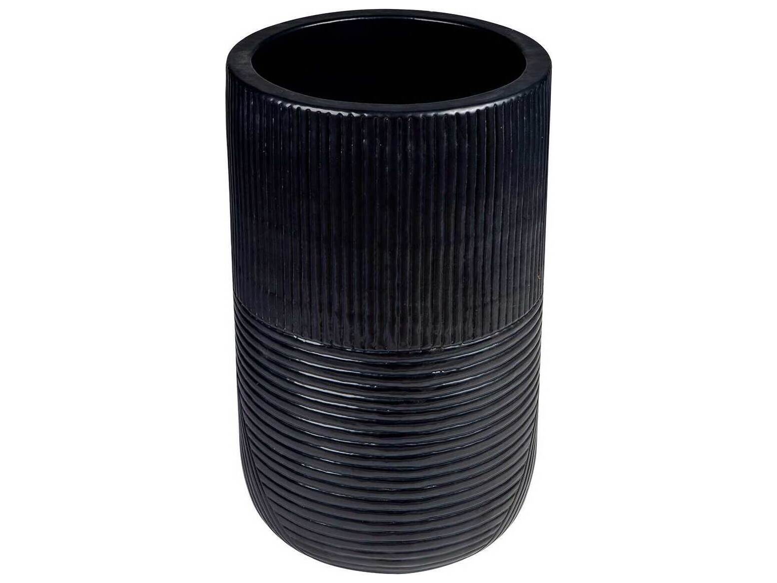 Seasonal Living Provenance Ceramic Coal Semigloss Serenity Textured Planter Set